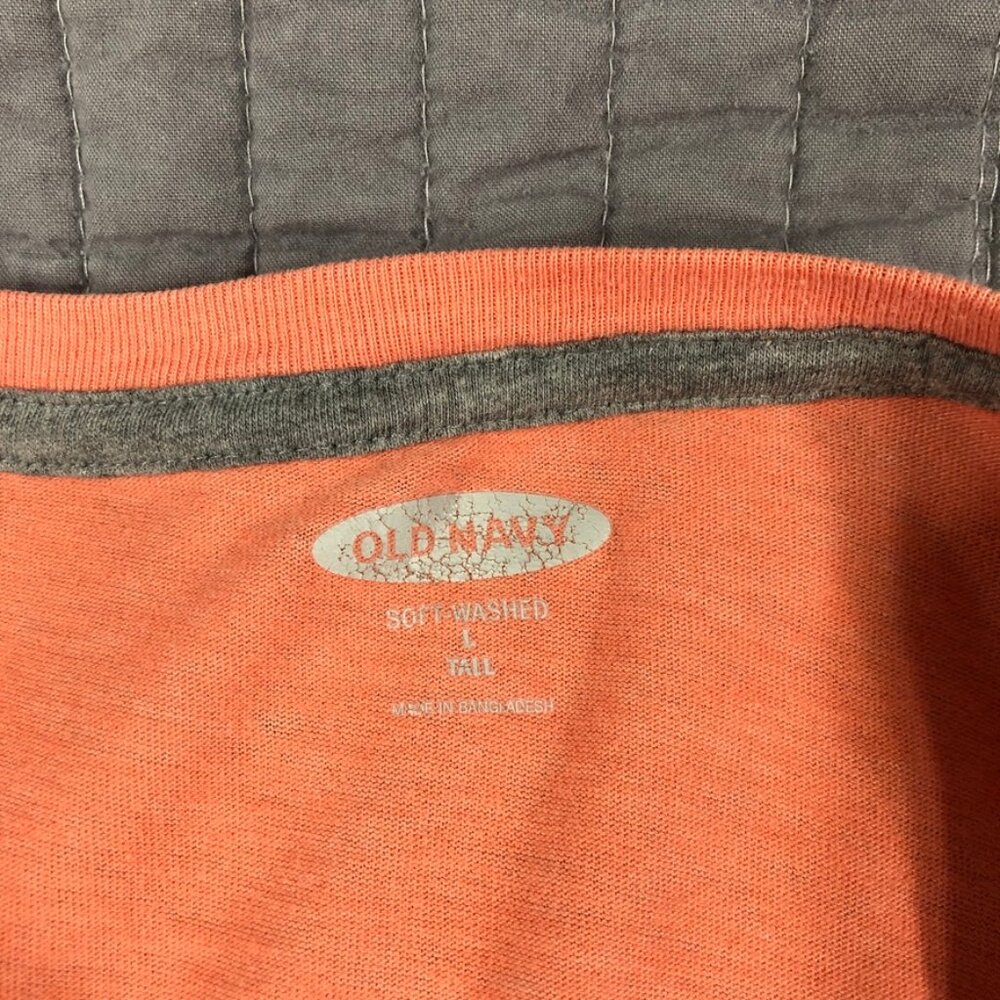 4/$15 Old Navy T Shirt Men Large Tall Coral Soft Washed Tee - Picture 3 of 16